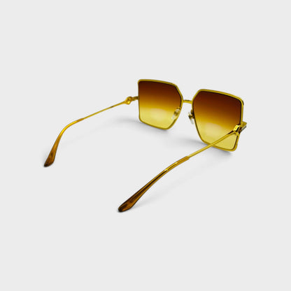 Stainless Steel Square Sunglasses Gold Silver Orange Sunset Gradient