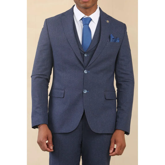 TP-24 - Men's Navy 3 Piece Linen Summer Wedding Suit