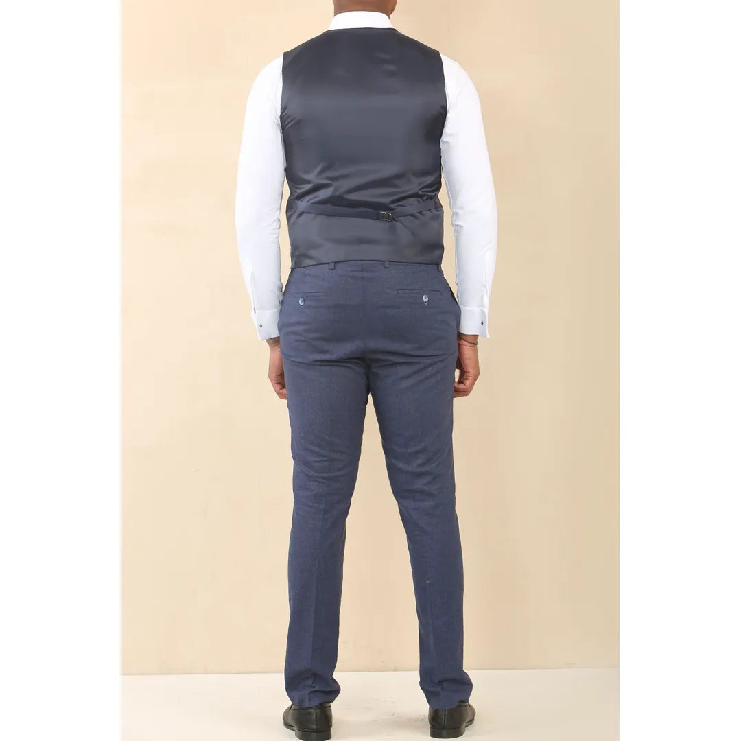 TP-24 - Men's Navy 3 Piece Linen Summer Wedding Suit