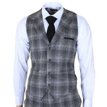 TP-30 - Men's Grey Tweed Check 3 Piece Suit