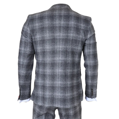 TP-30 - Men's Grey Tweed Check 3 Piece Suit