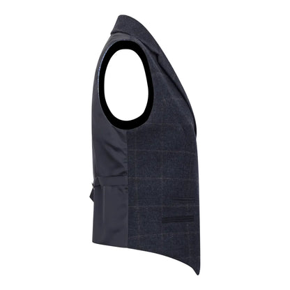 TPSTZ72 - Women's Navy Blue Tweed Blazer Waistcoat