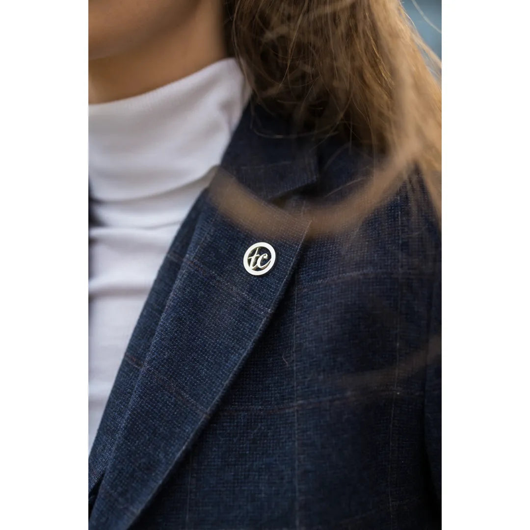 TPSTZ72 - Women's Navy Blue Tweed Blazer Waistcoat