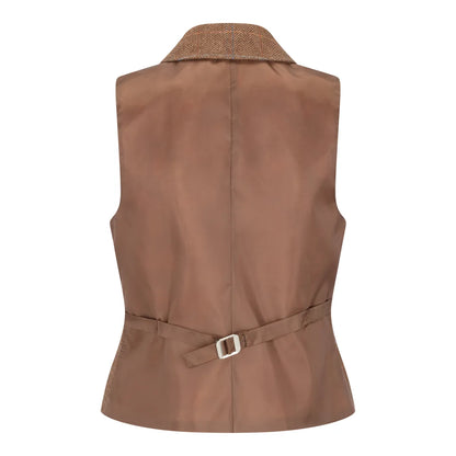 TPSTZ73 - Women's Oak Brown Tweed Blazer Waistcoat