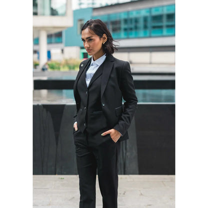 TPW-13 - Women's 3 Piece Plain Black Suit