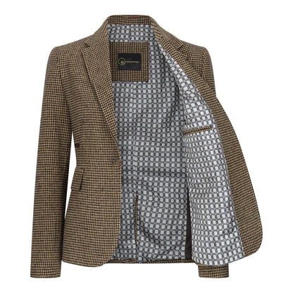 TPW-20 - Women's Wool Blend Brown Dogtooth Tweed Blazer