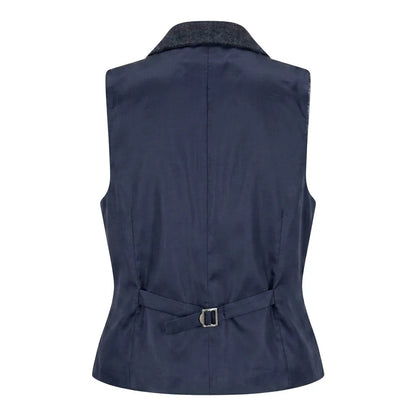 TPW-32 - Women's Navy Wool Blend Tweed Blazer Waistcoat