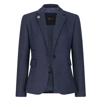 TPW-AK-04 - Women's Navy 3 Piece Herringbone Tweed Suit