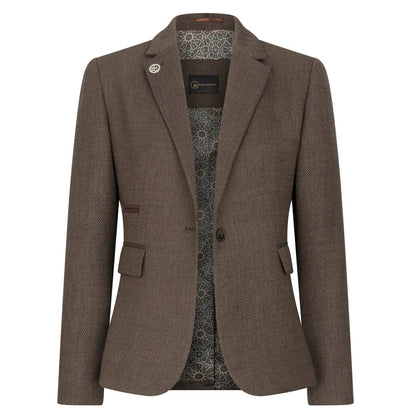 TPW-AK-06 - Women's Brown 3 Piece Herringbone Tweed Suit
