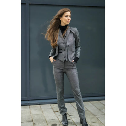 TPW51 - Women's Grey 3 Piece Prince Of Wales Check Suit