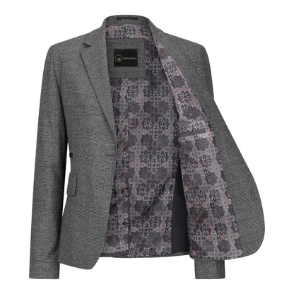 TPW51 - Women's Grey 3 Piece Prince Of Wales Check Suit