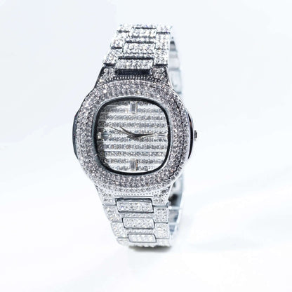 Iced Out Watch - White Gold