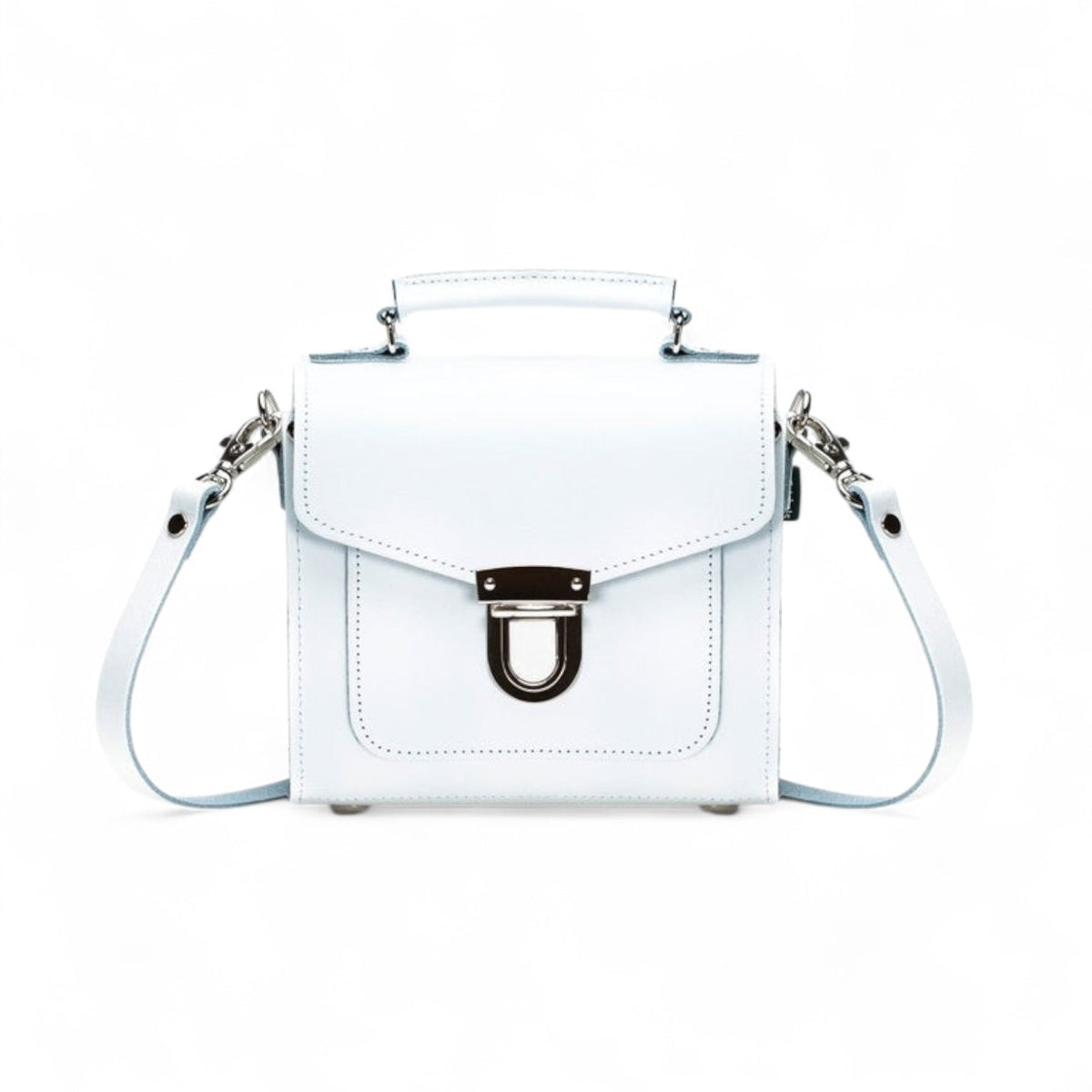 Handmade Leather Sugarcube Handbag - White