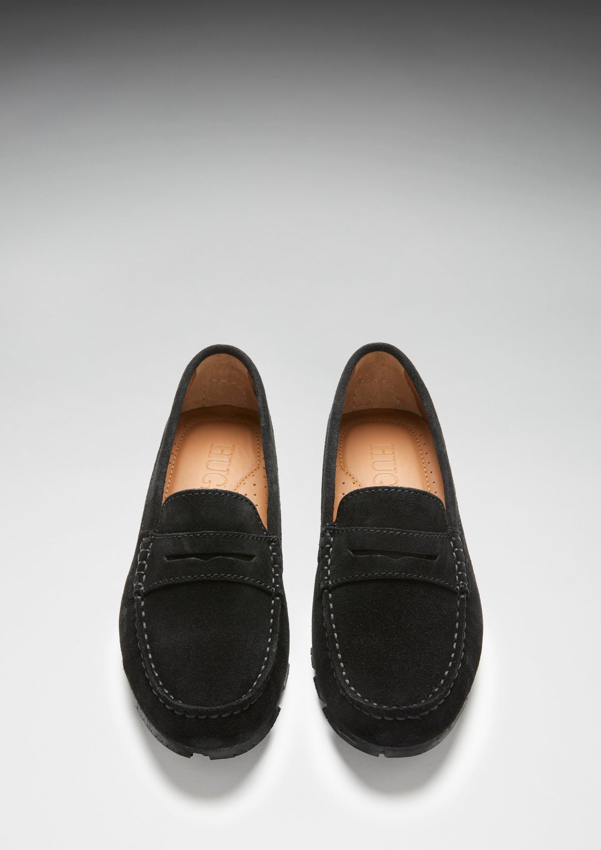 Women's Tyre Sole Penny Loafers, black suede