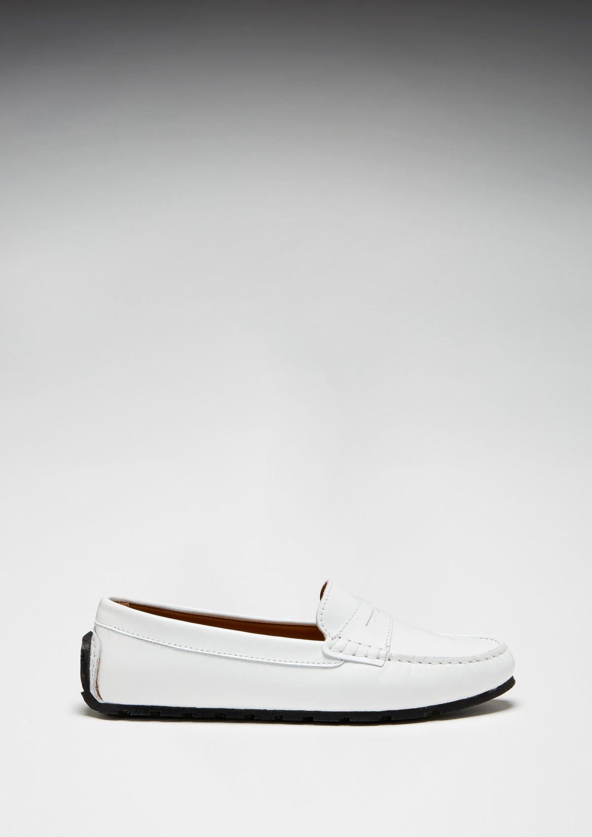 Women's Tyre Sole Penny Loafers, white leather