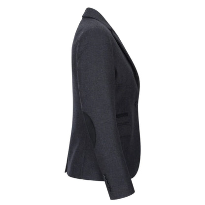 Women Black Blazer Waistcoat Tweed Herringbone Wool Classic 1920s
