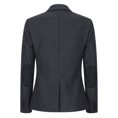 Women Black Blazer Waistcoat Tweed Herringbone Wool Classic 1920s