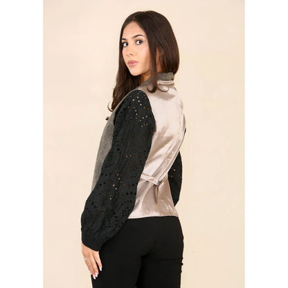 Women's Herringbone Tweed Waistcoat Blazer Oak Brown Classic Jacket