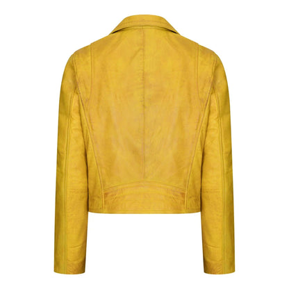 Women's Leather Biker Jacket Cross Zip Tan Brown Black Red Yellow