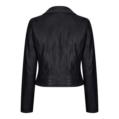 Women's Leather Biker Jacket Cross Zip Tan Brown Black Red Yellow