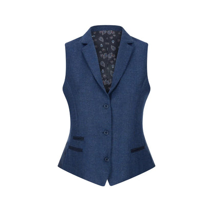 wsn02 - Women's Tweed Navy Blue Blazer Waistcoat & Trousers 1920s Suit