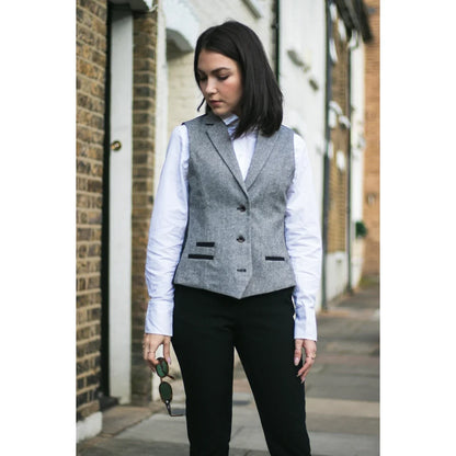wsn03 - Women's Tweed Grey Blazer Jacket Waistcoat Elow Patch Peaky 1920s