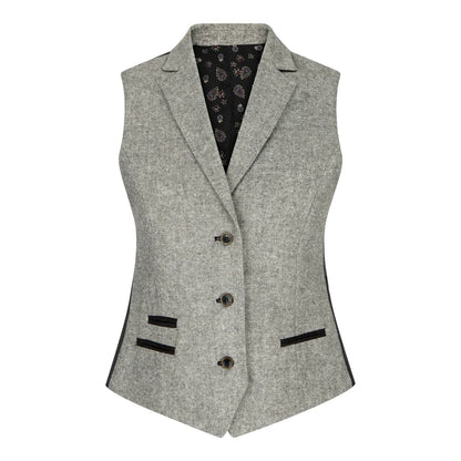 wsn03 - Women's Tweed Grey Blazer Jacket Waistcoat Elow Patch Peaky 1920s
