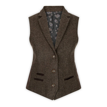 wsn04 - Women's Brown Tweed Blazer Waistcoat & Trouser Classic Suit