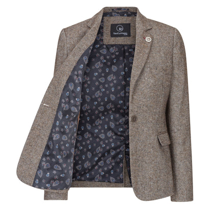 wsn06 - Women's 1920s Suit Tweed Blazer Waistcoat & Trousers