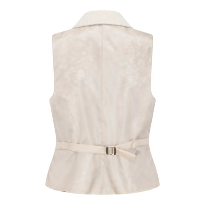 WSN15 - Women's Cream Wool Blend Tweed Blazer Waistcoat